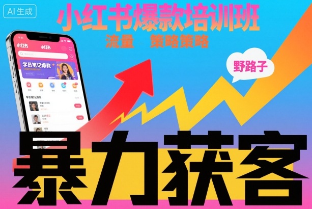 小红书爆款培训班,小红书获客野路子流量打法,暴力持续获客-轻创网