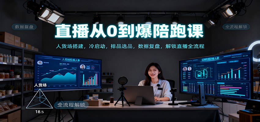 图片[1]-直播从0到爆陪跑课：人货场搭建，冷启动，排品选品，数据复盘，解锁直播全流程-轻创网