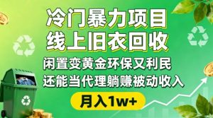 冷门暴力项目，线上旧衣回收，闲置变黄金环保又利民，还能当代理躺賺被动收入，变现+精准引流全流程-轻创网