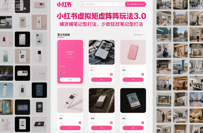 小红书虚拟矩阵玩法3.0,铺货铺笔记型打法,少款狂怼笔记型打法-轻创网