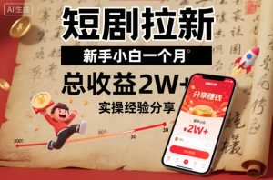 短剧拉新新手小白一个月总收益2W+实操经验分享-轻创网