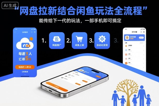 网盘拉新结合闲鱼玩法全流程，能传给下一代的玩法，一部手机即可搞定(附入口渠道以及实操教程)-轻创网