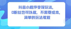 抖音小程序变现玩法，0粉丝也可以做，不需要成本，简单的玩法教程-轻创网