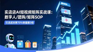 实体店AI短视频矩阵实战课：数字人/团购/矩阵SOP，引流成本降70%销量翻3倍-轻创网