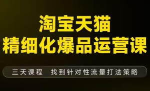 猫课子幽·淘宝天猫精细化爆品运营【音频+字幕+文档】(9月12-14杭州线下课)-轻创网
