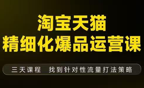 猫课子幽·淘宝天猫精细化爆品运营【音频+字幕+文档】(9月12-14杭州线下课)-轻创网