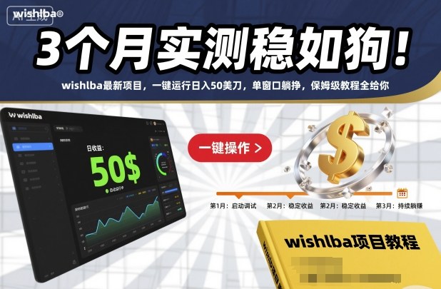3个月实测稳如狗！wishlba最新项目，一键运行日入50美刀，单窗口躺挣，保姆级教程全给你【揭秘】-轻创网