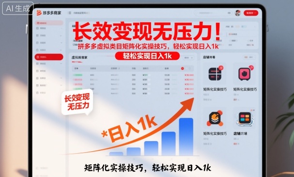 长效变现无压力!拼多多虚拟类目矩阵化实操技巧,轻松实现日入1k【揭秘】-轻创网