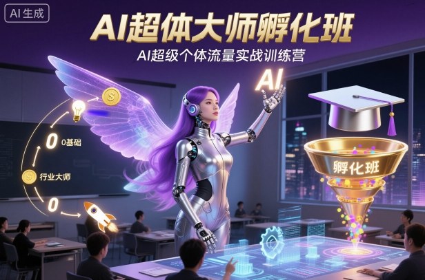 AI超体大师孵化班，AI超级个体流量实战训练营-轻创网