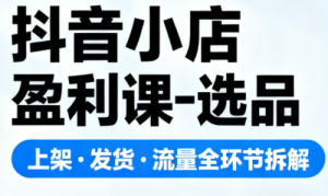 抖音小店盈利课-选品·上架·发货·流量全环节拆解-轻创网