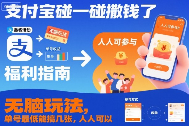支付宝碰一碰撒钱了,无脑玩法,单号最低能搞几张,人人可以撸【揭秘】-轻创网