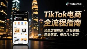 TikTok电商全流程指南，涵盖店铺搭建、选品策略、流量获取，单店月入过万-轻创网