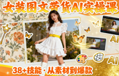 女装图文带货的AI实操课，覆盖38个实用技能，快速提升素材制作效率-轻创网