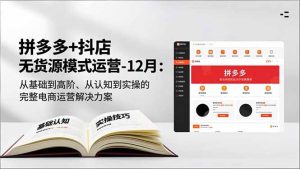 拼多多+抖店无货源模式运营-12月:从基础到高阶、从认知到实操的完整电商运营解决方案-轻创网