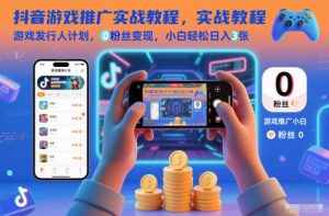 抖音游戏推广实战教程,游戏发行人计划,0粉丝变现,小白轻松日入3张-轻创网