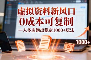 小红书虚拟资料新风口，0成本可复制，一人多店跑出稳定1000+玩法-轻创网