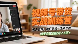 视频号带货实战训练营，无人直播、素材剪辑、选品变现，新手在家创业月入5万+-轻创网