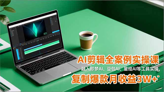 AI剪辑全案例实操课，融入即梦AI、豆包AI、星绘AI等工具实操，复制爆款月收益3W+-轻创网