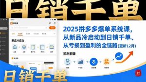 2025拼多多爆单系统课，从新品冷启动到日销千单、从亏损到盈利的全链路(更新12月-轻创网