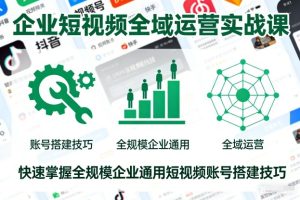 企业短视频全域运营实战课,快速掌握全规模企业通用短视频账号搭建技巧-轻创网