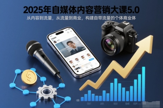 2025年自媒体内容营销大课5.0，从内容到流量，从流量到商业，构建自带流量的个体商业体-轻创网