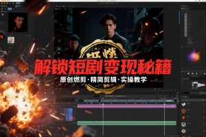 短剧拉新之原创燃剪精简剪辑实操课，解锁短剧变现秘籍-轻创网