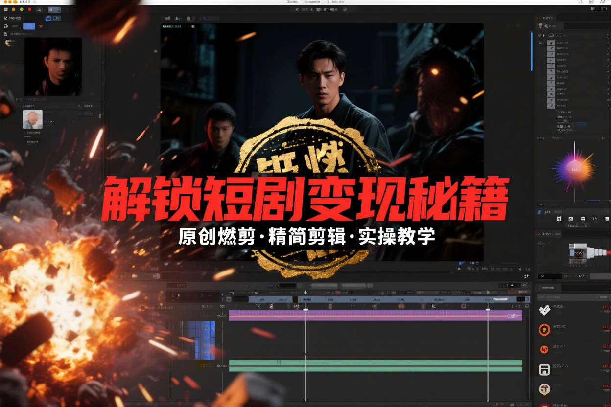 短剧拉新之原创燃剪精简剪辑实操课，解锁短剧变现秘籍-轻创网