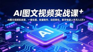 AI图文视频实战课，一键生图、批量制作、动态转化，新手快速上手月入3万+-轻创网