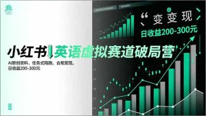 小红书英语虚拟赛道破局营,AI原创资料、任务式陪跑、合规变现,日收益200-300元-轻创网
