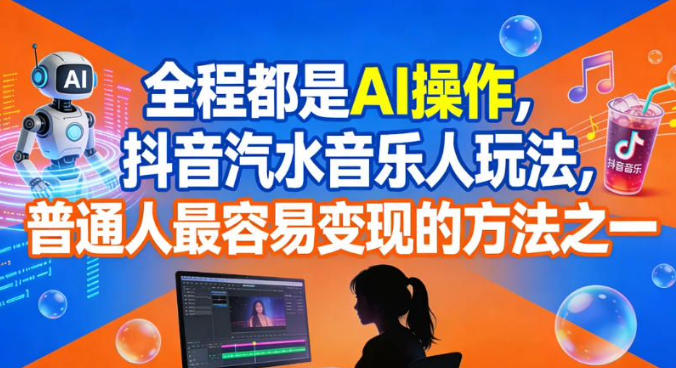 全程都是AI操作，抖音汽水音乐人玩法，普通人最容易变现的方法之一-轻创网