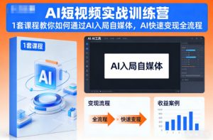 AI短视频实战训练营,1套课程教你如何通过AI入局自媒体,AI快速变现全流程-轻创网