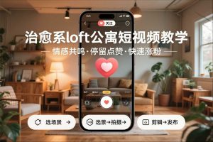 治愈系loft公寓短视频制作教学，情感共鸣引停留点赞关注，快速起号涨粉-轻创网