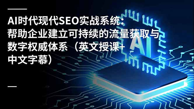 AI时代现代SEO实战系统：帮助企业建立可持续的流量获取与数字权威体系(英文授课+中文字幕-轻创网