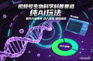 视频号生物科学科普赛道，纯AI玩法，操作方法简单，日入多张，项目稳定-轻创网
