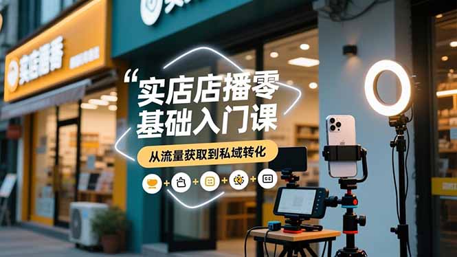 实体店播零基础入门课,实体店+短视频+直播+微信生态+私域社群,从流量获取到私域转化-轻创网