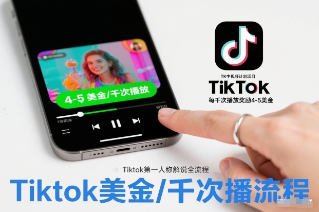 TK中视频计划项目,Tiktok第一人称解说流程,每干次播放奖励4-5美金-轻创网
