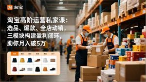 淘宝高阶运营私家课:选品、爆款、全店动销,三模块构建盈利闭环,助你月入破5万-轻创网