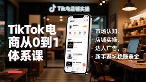TikTok电商从0到1体系课,市场认知、店铺实操、达人广告,新手避坑稳赚美金-轻创网