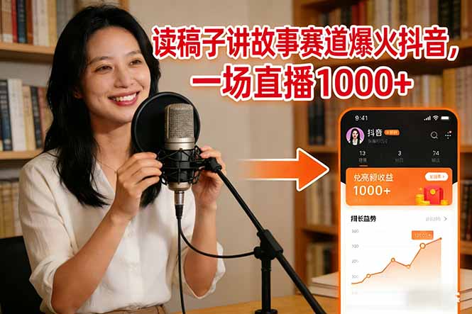 读稿子讲故事赛道爆火抖音,一场直播日入1000+-轻创网
