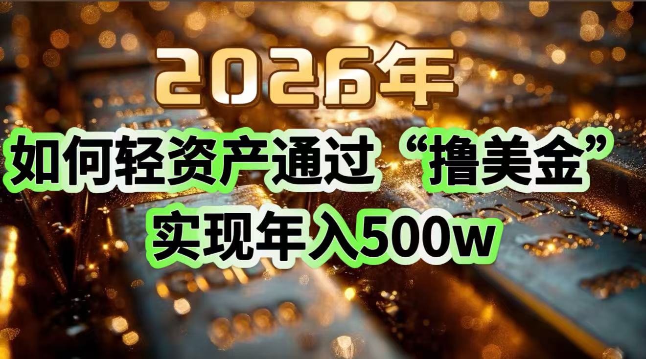 2026年如何轻资产通过“撸美金”实现年入500w-轻创网