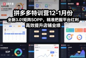 拼多多特训营12-1月份，全新3.01矩阵Sop，精准把握平台红利，高效提升店铺业绩-轻创网