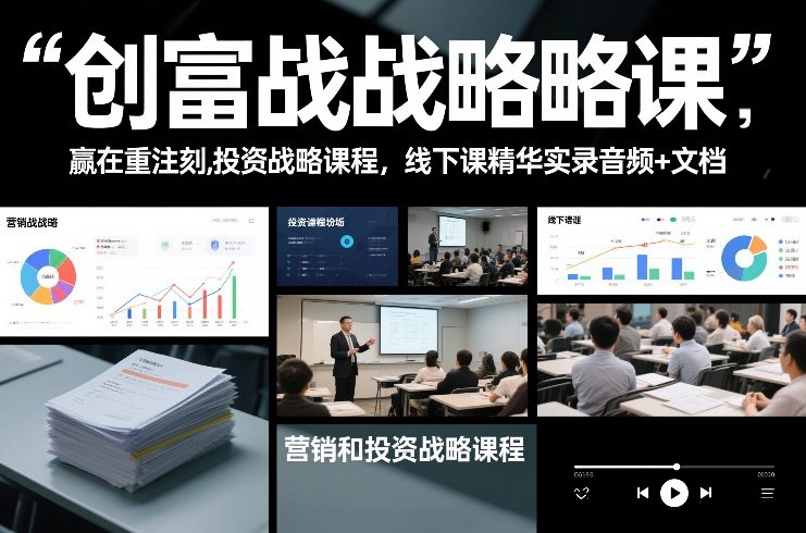 创富战略课，赢在重注时刻，营销和投资战略课程，线下课精华实录音频+文档-轻创网