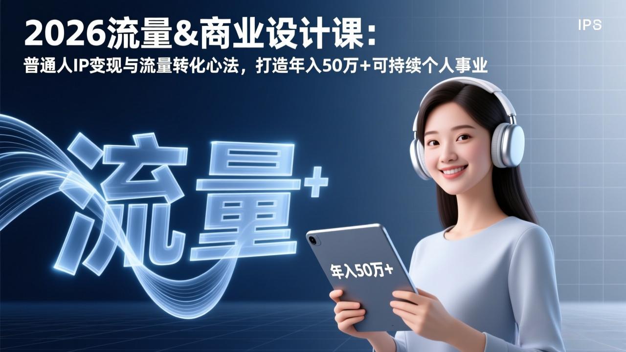 2026流量&商业设计课：普通人IP变现与流量转化心法，打造年入50万+可持续个人事业-轻创网