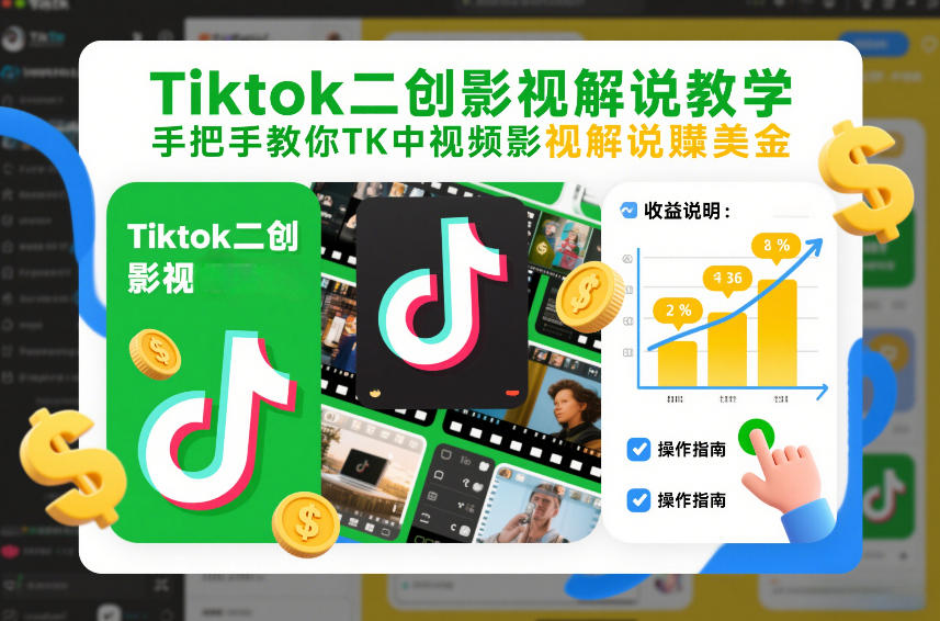 Tiktok二创影视解说教学，手把手教你TK中视频影视解说賺美金(更新26年1月)-轻创网