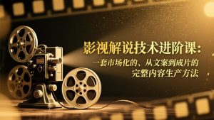 影视解说技术进阶课：一套市场化的、从文案到成片的完整内容生产方法-轻创网