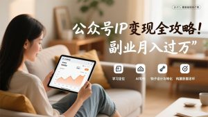 公众号IP变现全攻略，学习定位、AI写作、钩子设计与转化，构建获客闭环，副业月入过万-轻创网