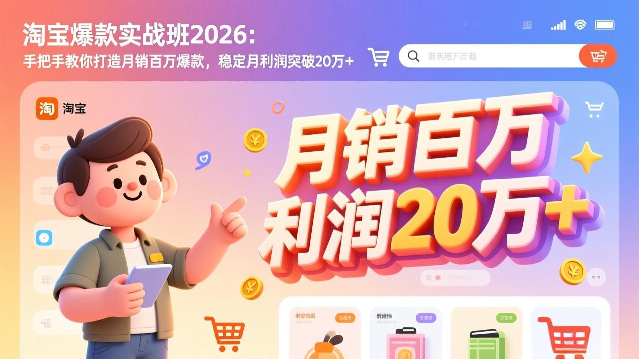 淘宝爆款实战班2026：手把手教你打造月销百万爆款，稳定月利润突破20万+-轻创网