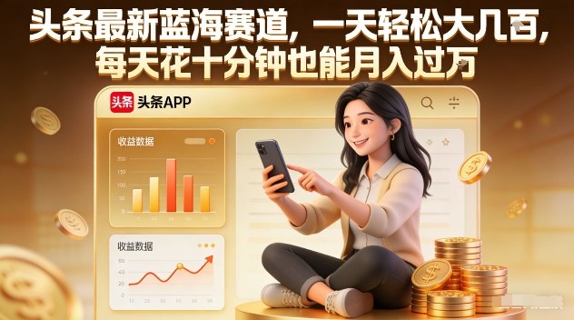 头条最新蓝海赛道，一天轻松大几张，每天花十分钟也能月入过1W【揭秘】-轻创网