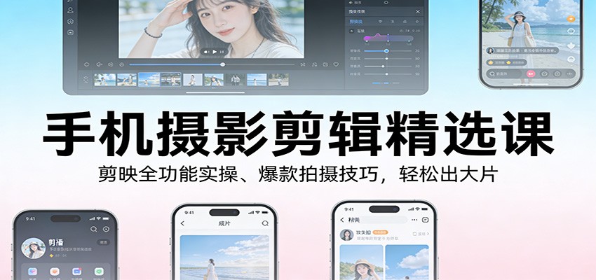 图片[1]-手机摄影剪辑精选课：剪映全功能实操、爆款拍摄技巧，轻松出大片-轻创网