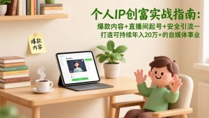 个人IP创富实战指南：爆款内容+直播间起号+安全引流，打造可持续年入20万+的自媒体事业-轻创网